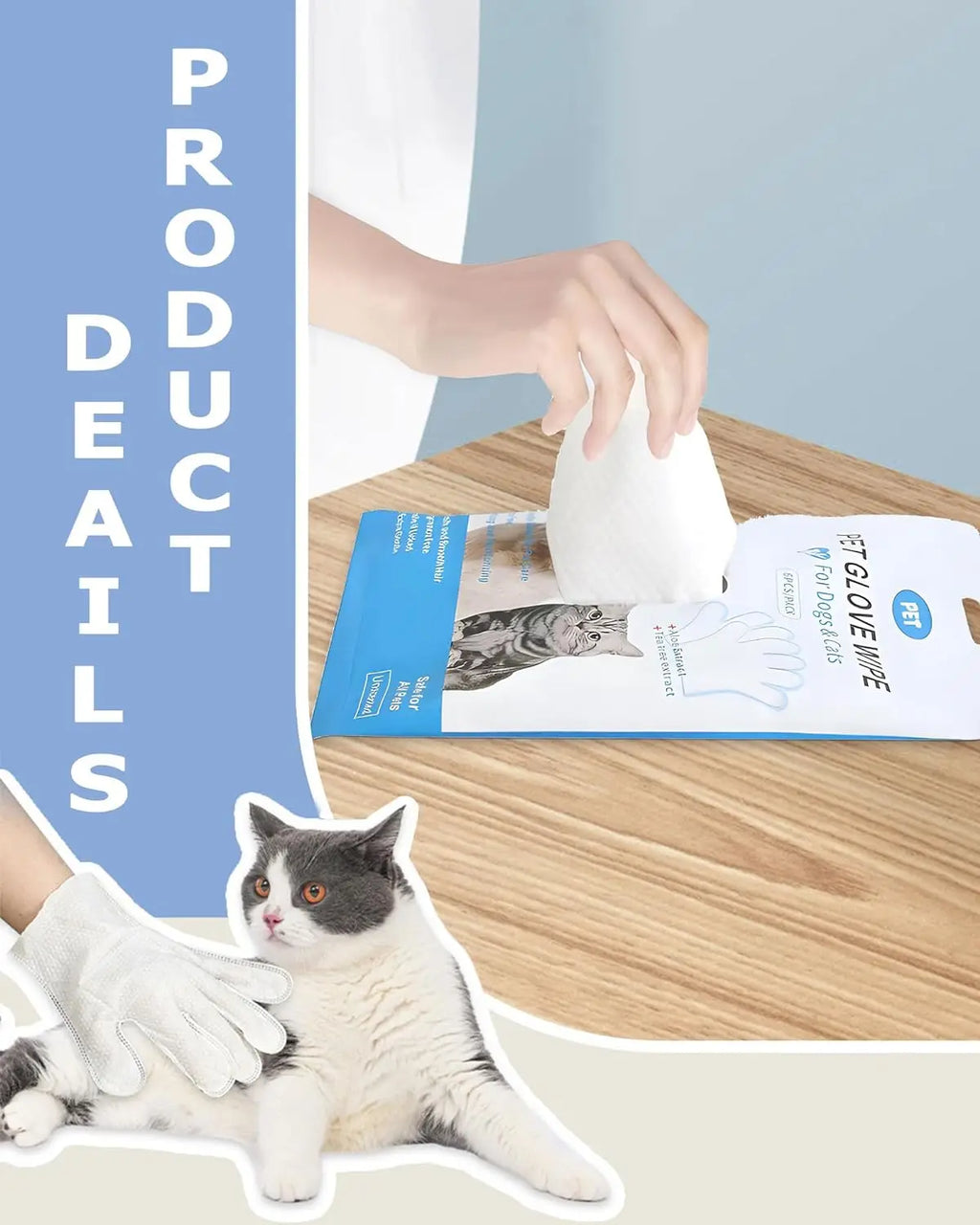 Pet cleaning gloves wipes